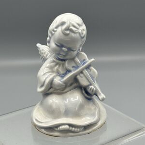 Vtg Duncan Enterprises Cherub Angel Playing Violin Figurine USA Regilous Music